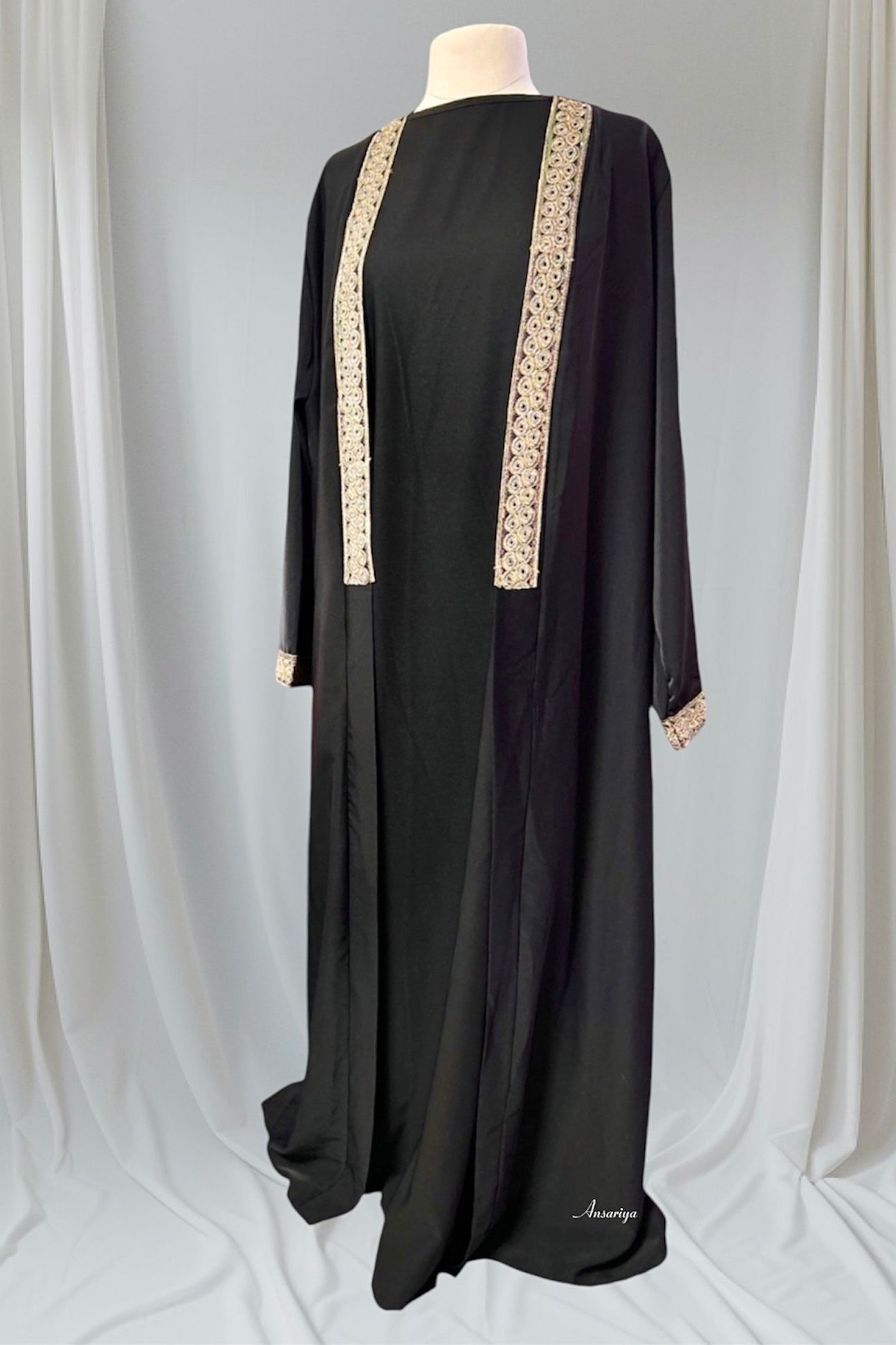 Kimono et Abaya "Soumaya" noir intense