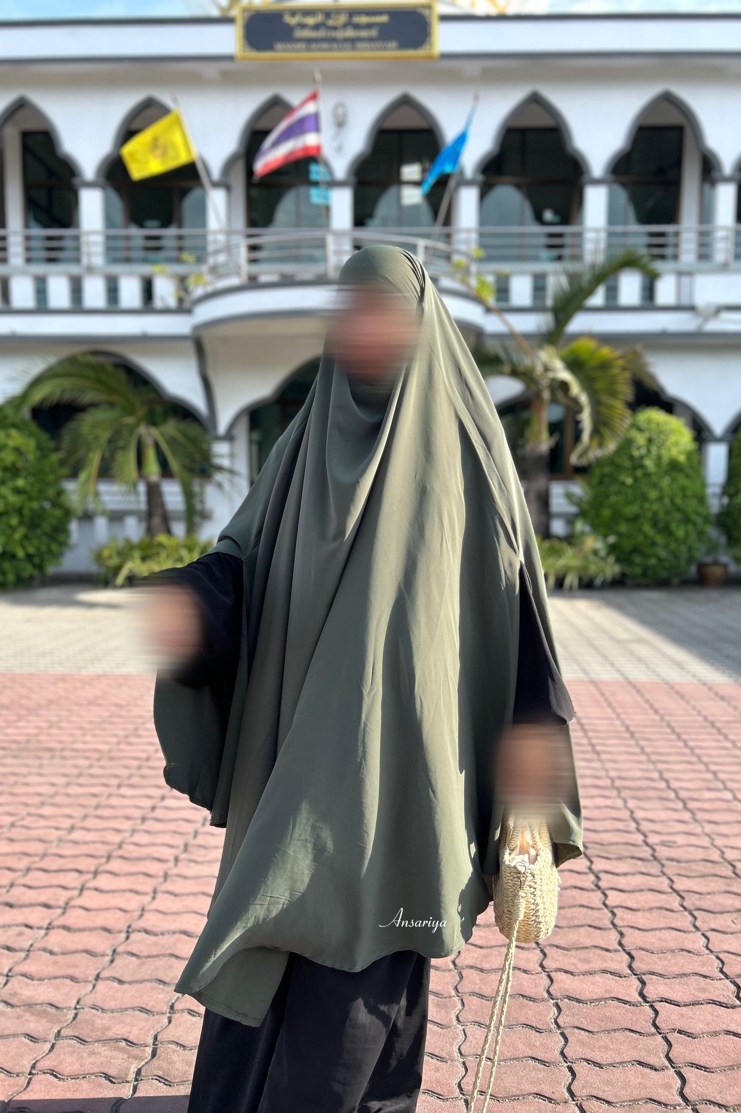 Khimar long "Siham" kaki