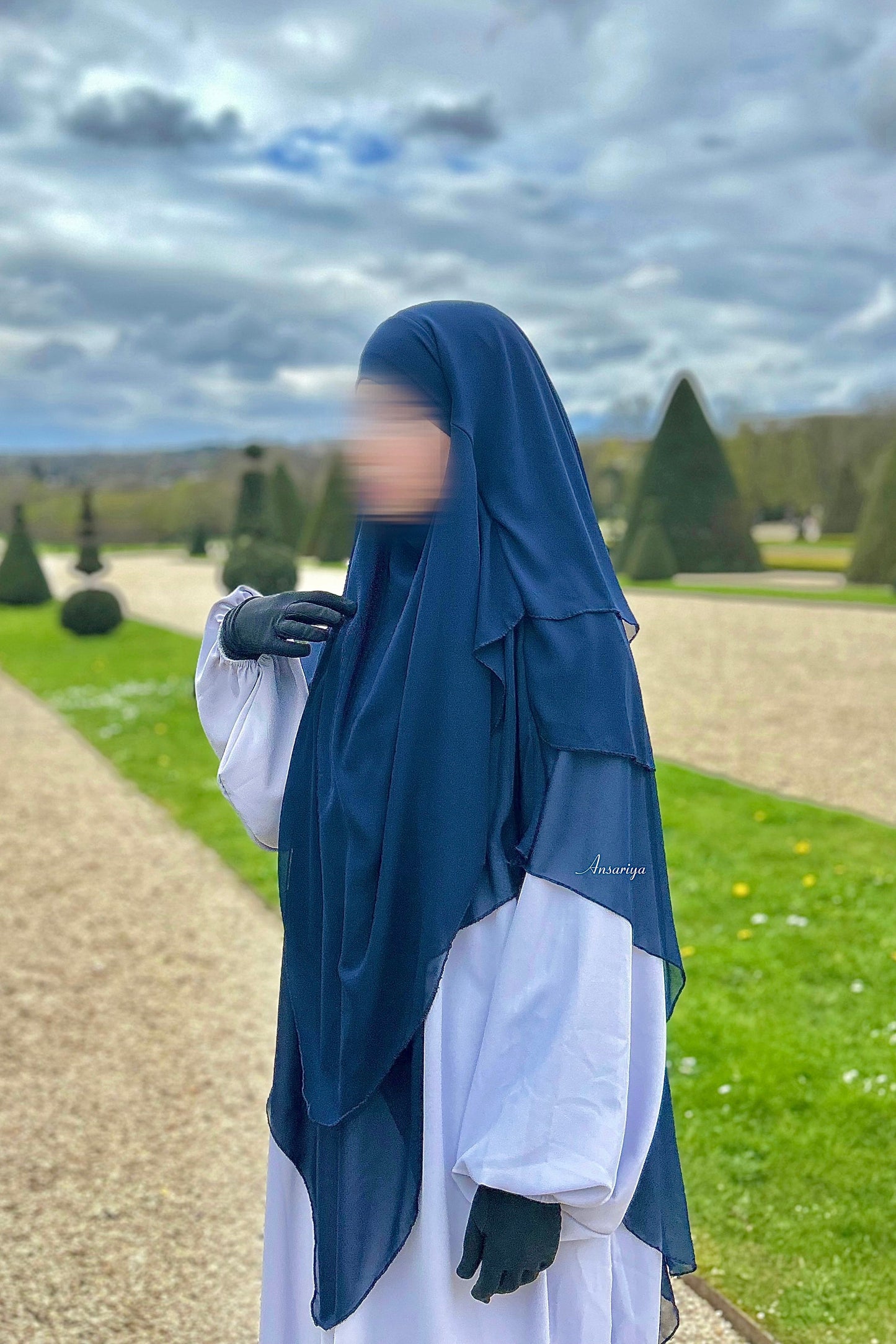 Khimar 3 voiles "Rym" Bleu nuit